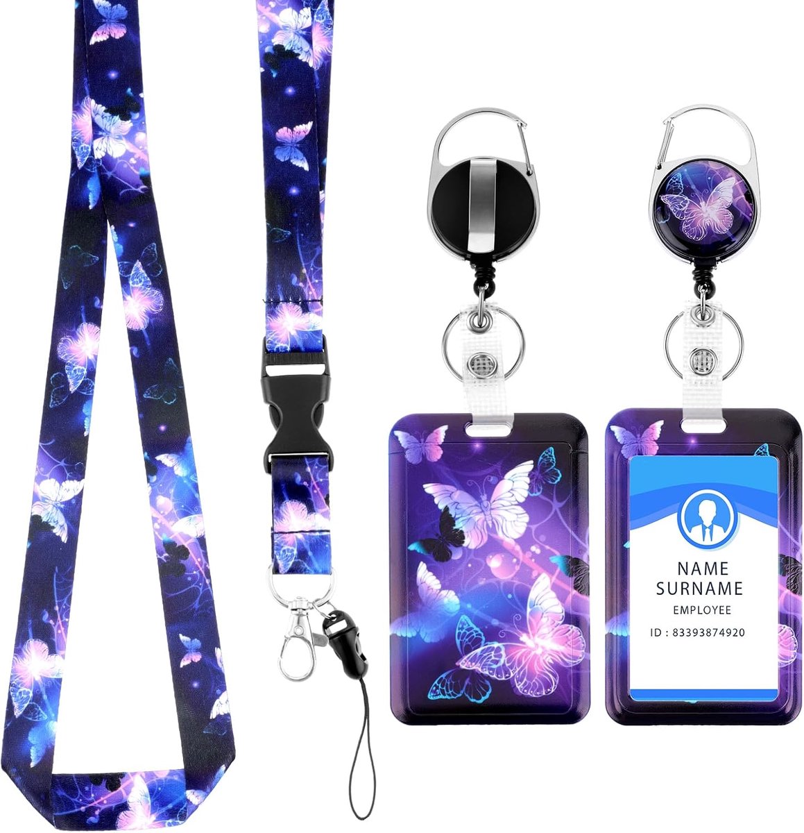 ID Kaarthouder met Retractable Strap - Plastic Vlinder Design - Modieuze Hangkoord - Voeg kleur toe aan je outfit - ShopVlot