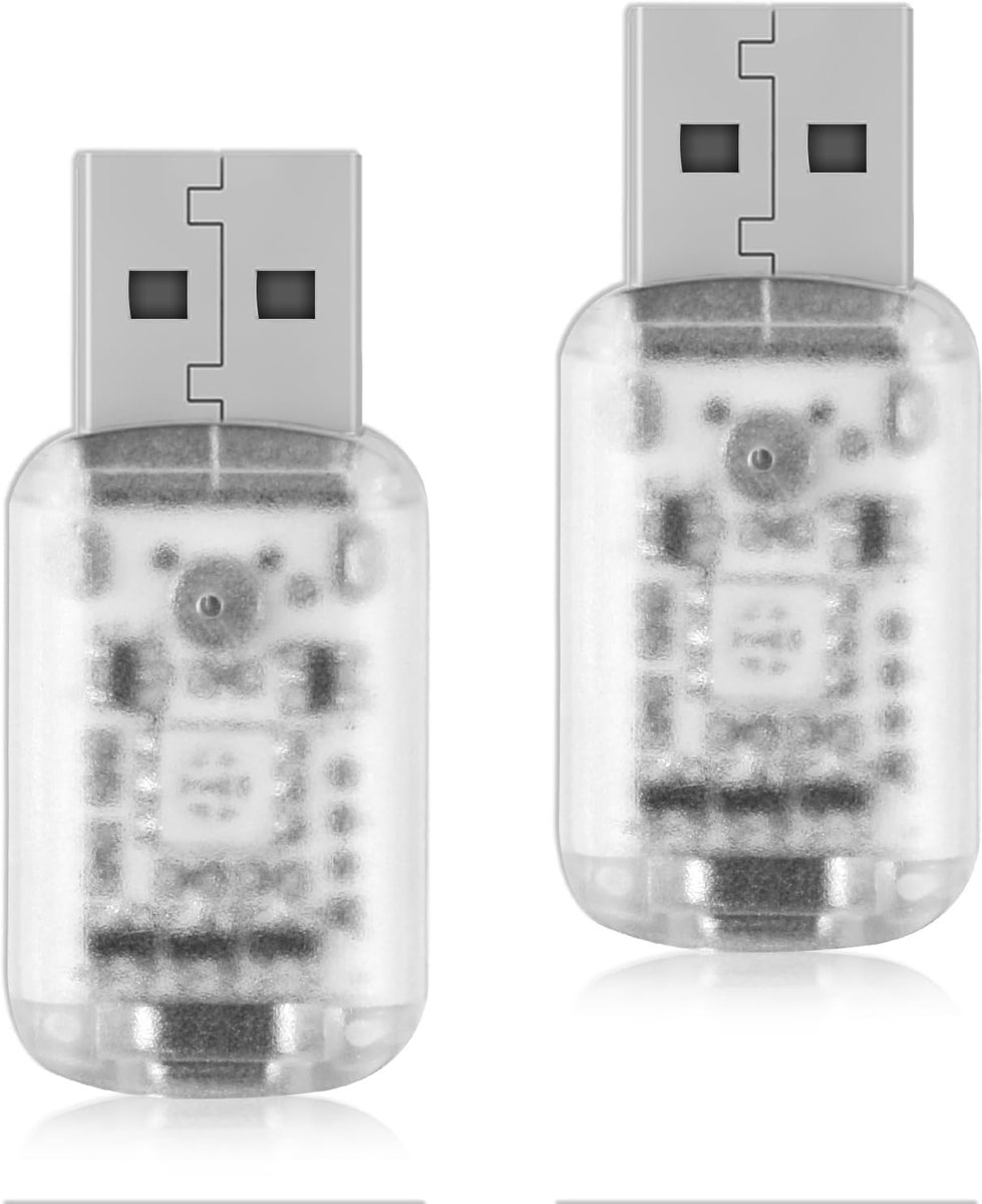 SnelShoppen - 2 Mini-USB-LED-Neonlichten voor Auto-Interieur - 7 Kleuren Instelbaar Sfeerlicht - Geschikt voor Auto, Laptop, Computer en Woondecoratie