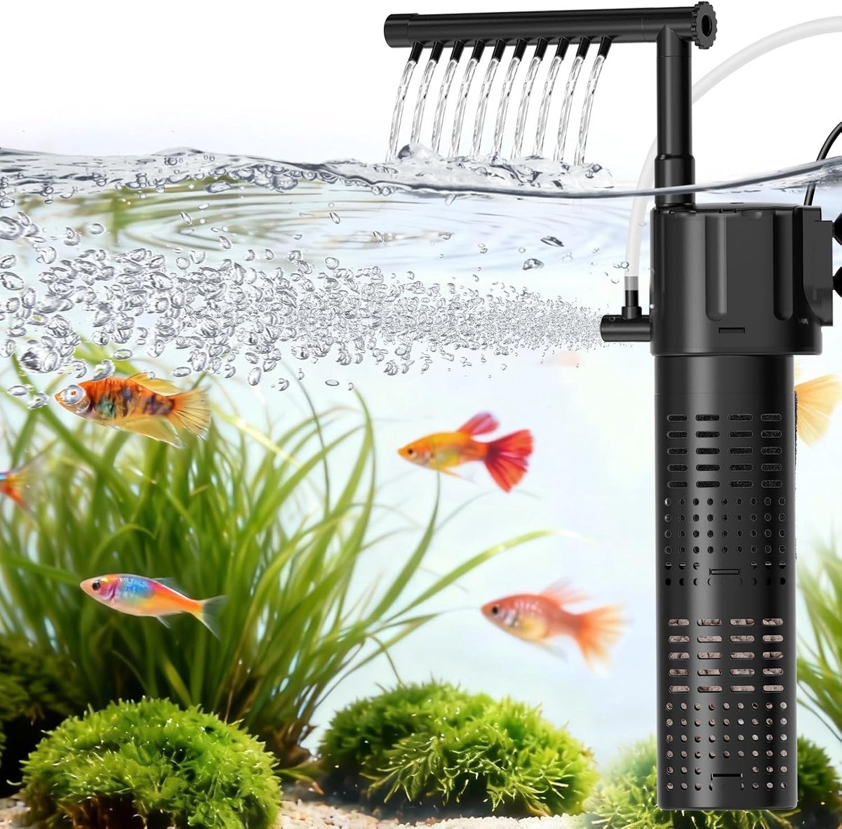 SnelShoppen - 10W Aquarium Inner Filter - 3-in-1 Aquariumpomp met Filter voor Zoet- en Zeewater - 800L/u Doorstromingssnelheid - Geschikt voor 55-110L