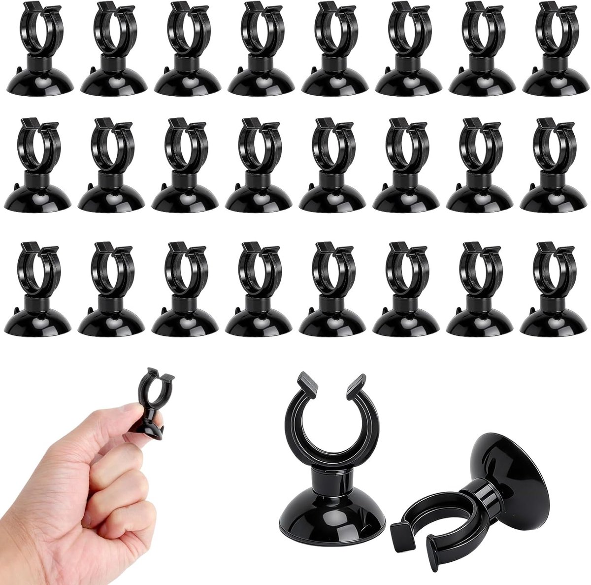 Aquarium Suction Cups 25pcs - Zwart 17mm - Hoge kwaliteit rubber - Veilig en stevig voor aquaria - ShopVlot