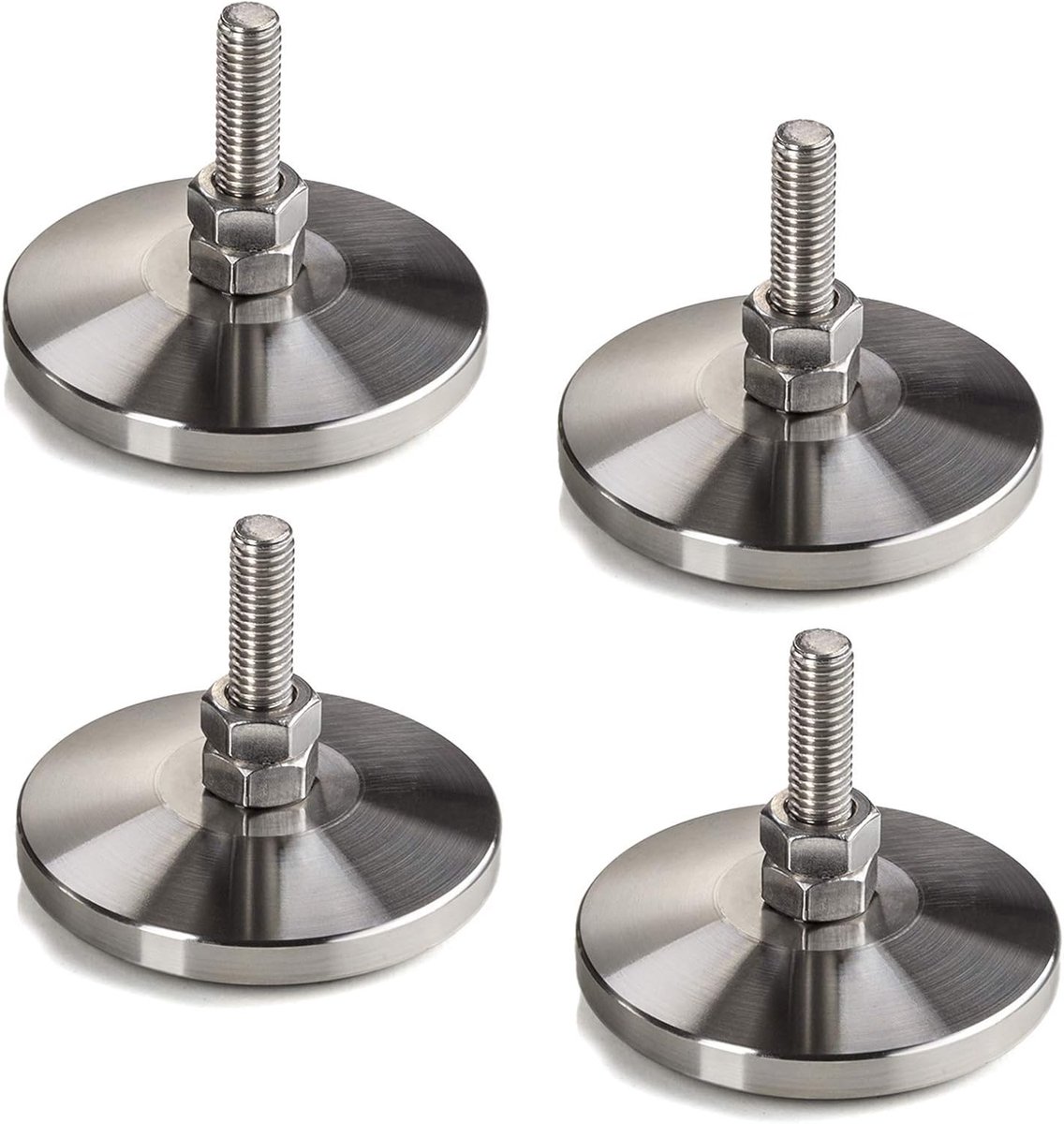 Verstelbare meubelvoeten M8 x 30 mm - RVS met rubberen voet - Beschermt vloeren - Set van 4 - ShopVlot