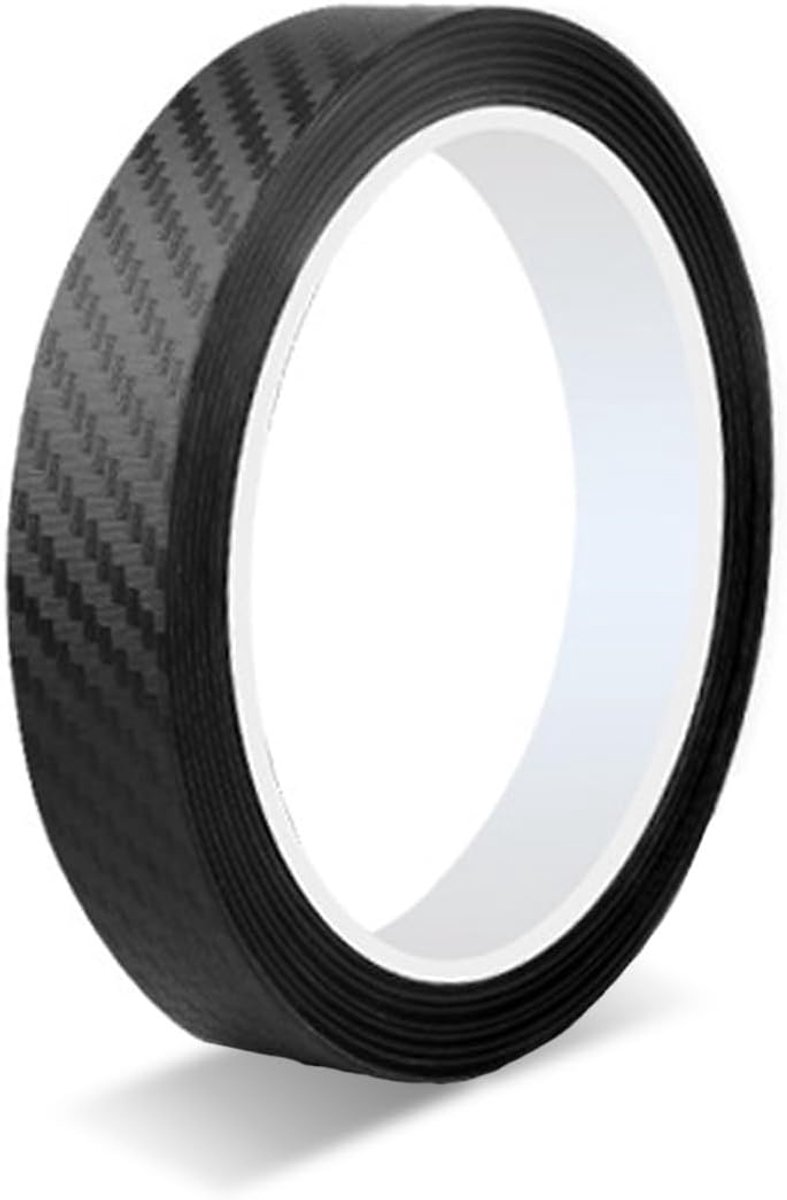 SnelShoppen - 1x5m Carbon Zwarte Decoratieve Strips voor Auto, Motor, Boot - Zijstrips, Waterdicht, Kr scratchbestendig, Universele Pasvorm, 20mm Bree