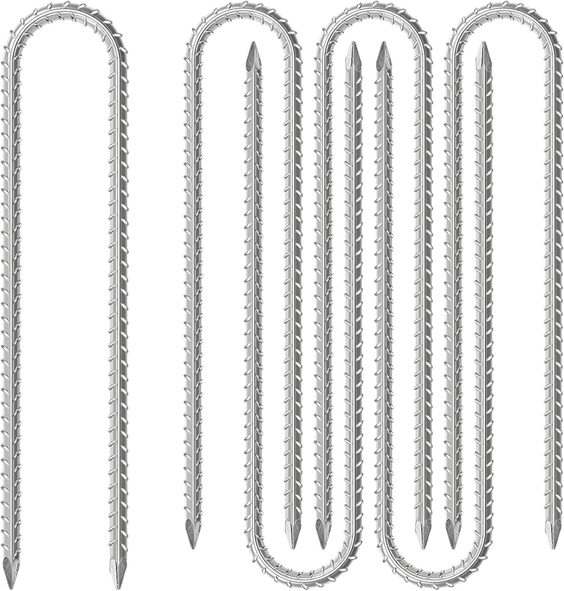 SnelShoppen - 6 Stuks 30 cm U-vormige Grondpalen, Bouwankers met Beitelpunt, Roestbestendig Staal voor Hekken, Tenten, Luifels, Schuren en Schommels