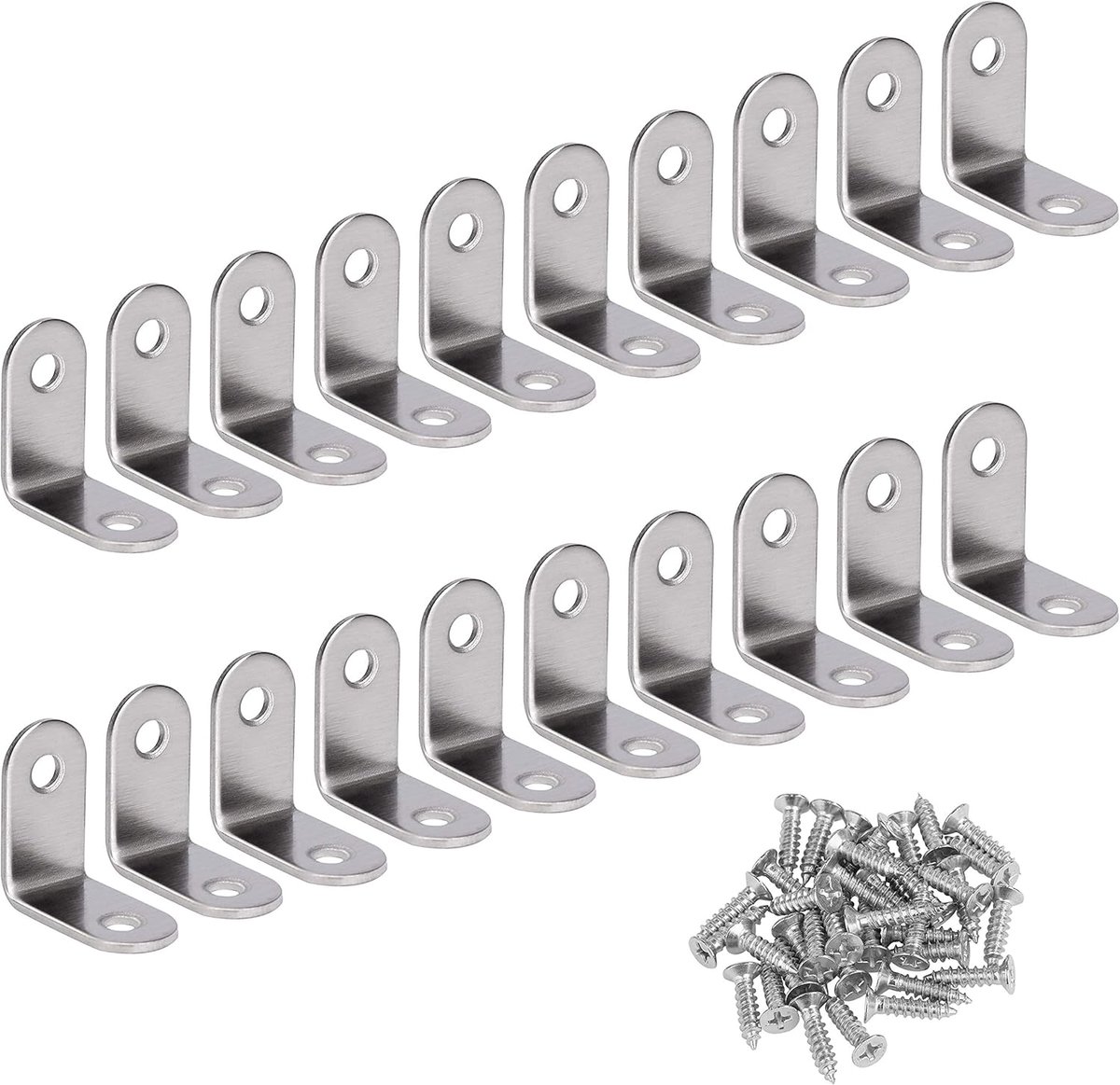 Hoekbeugels 90 graden - RVS - 20 stuks - Perfect voor meubels en constructies - ShopVlot