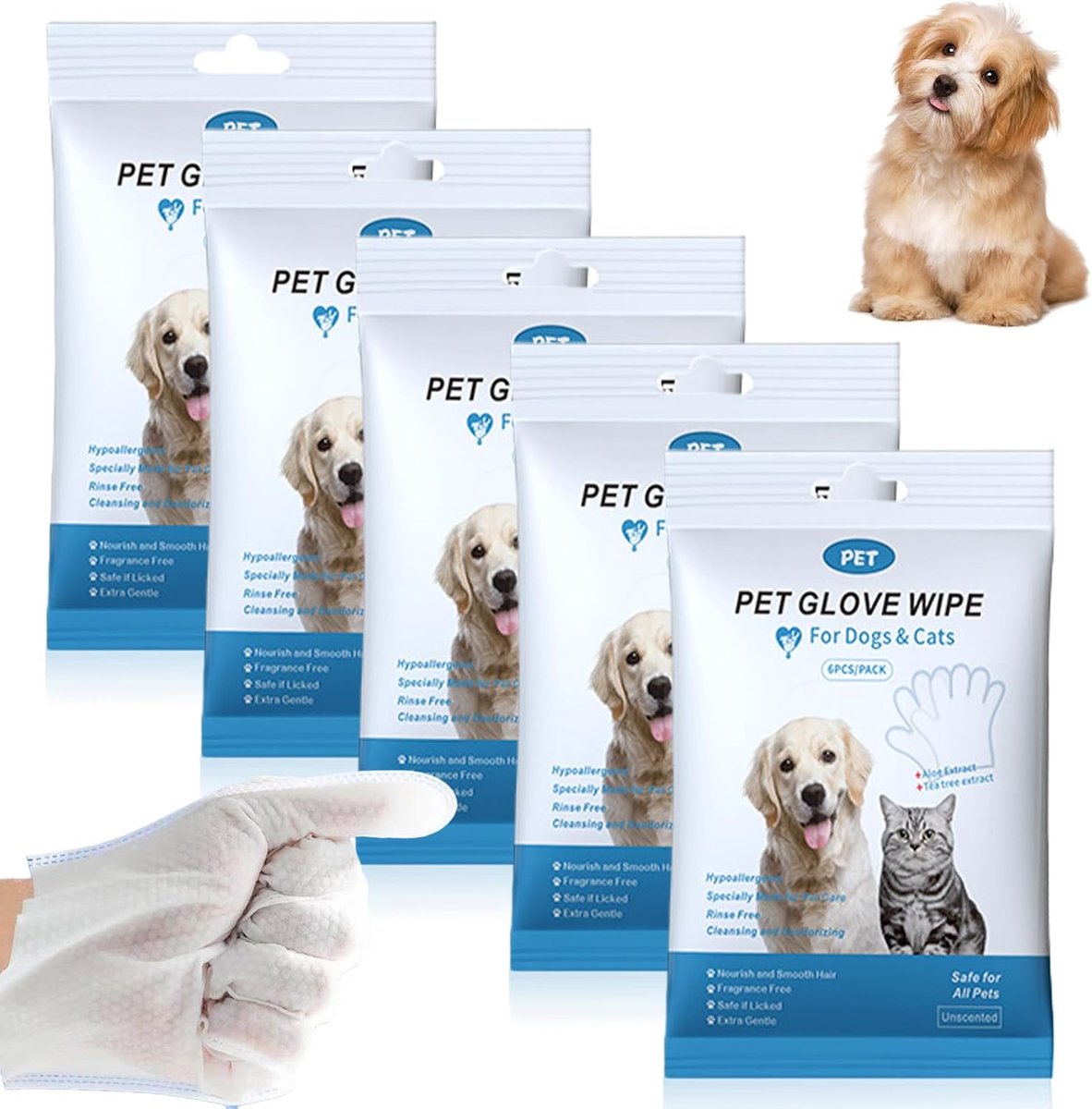 SnelShoppen - Pack van 30 Dierenverzorgingshandschoenen voor Katten en Honden - Hypoallergene Schoonmaak- en Verzorgingshandschoenen - Zachte en Sterk