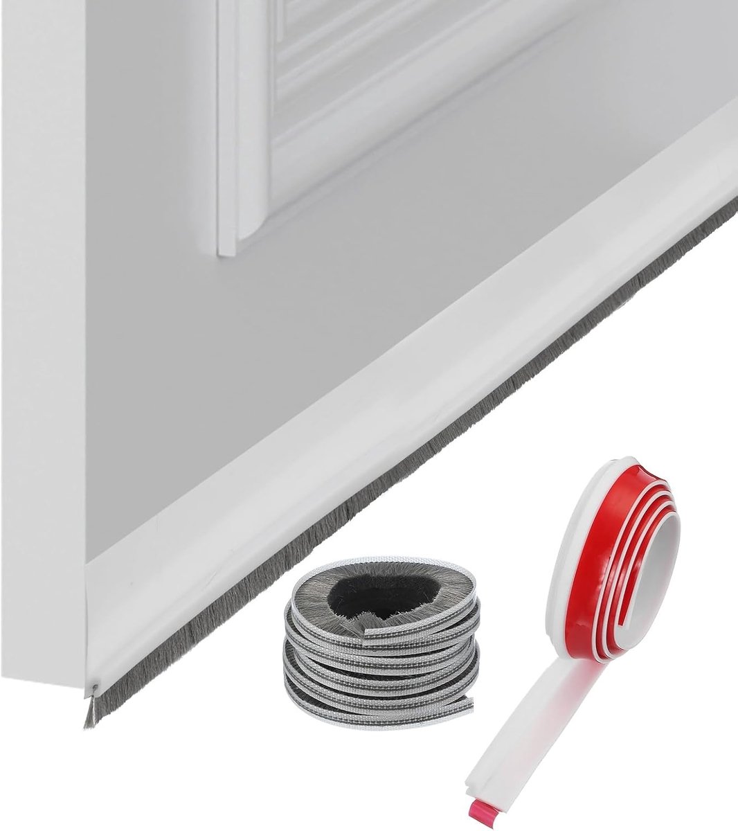 SnelShoppen - Onderdeur Bezem 1 Stks, 39 x 1 Inch Siliconen Tape met Borstel voor Koude Isolatie en Geluidsblokkering, Wit