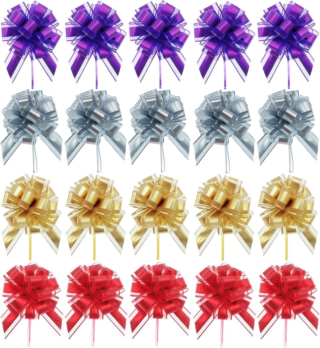 SnelShoppen - 20 Pcs Grote Cadeaubows - Luxe Geschenkstrikken voor Verpakkingen - Goud, Zilver, Rood, Paars - Perfect voor Feesten, Verjaardagen, Brui