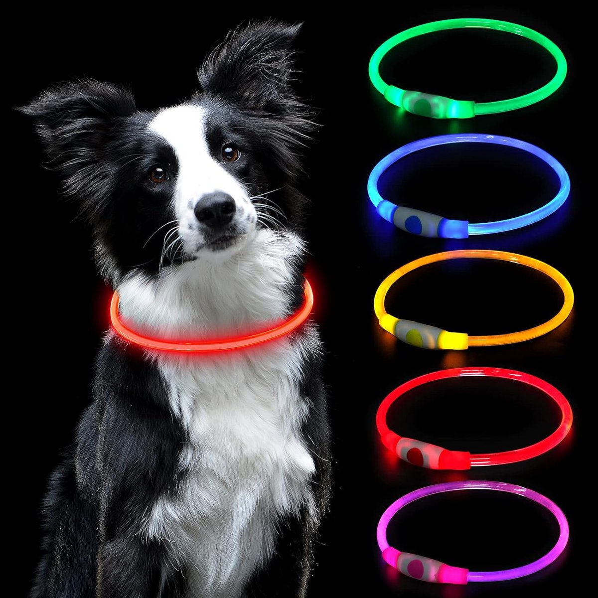 SnelShoppen - Lichtgevende LED-halsband voor Honden en Katten, USB Oplaadbaar, Verstelbaar en Snijdbaar, Waterdicht, 3 Modi (Rood) voor Veiligheid tij