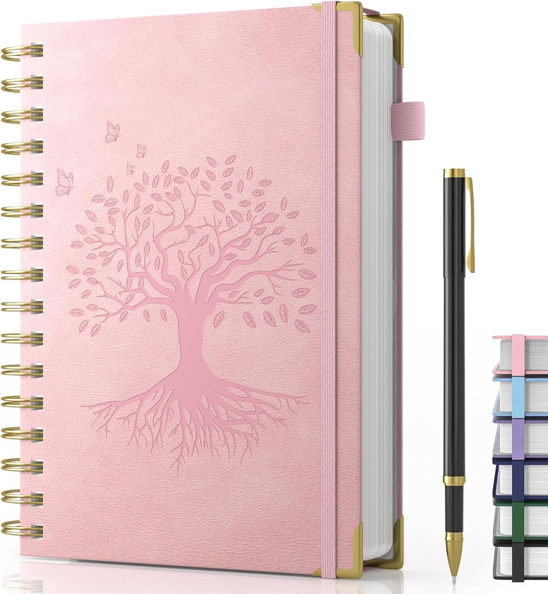 SnelShoppen - Notitieboek A5 Hardcover Spiraal met Pen - 240 Pagina's 100 g/m² Inktvast Papier - Dagboek voor Volwassenen - Werk, Notities, Leren, Rei