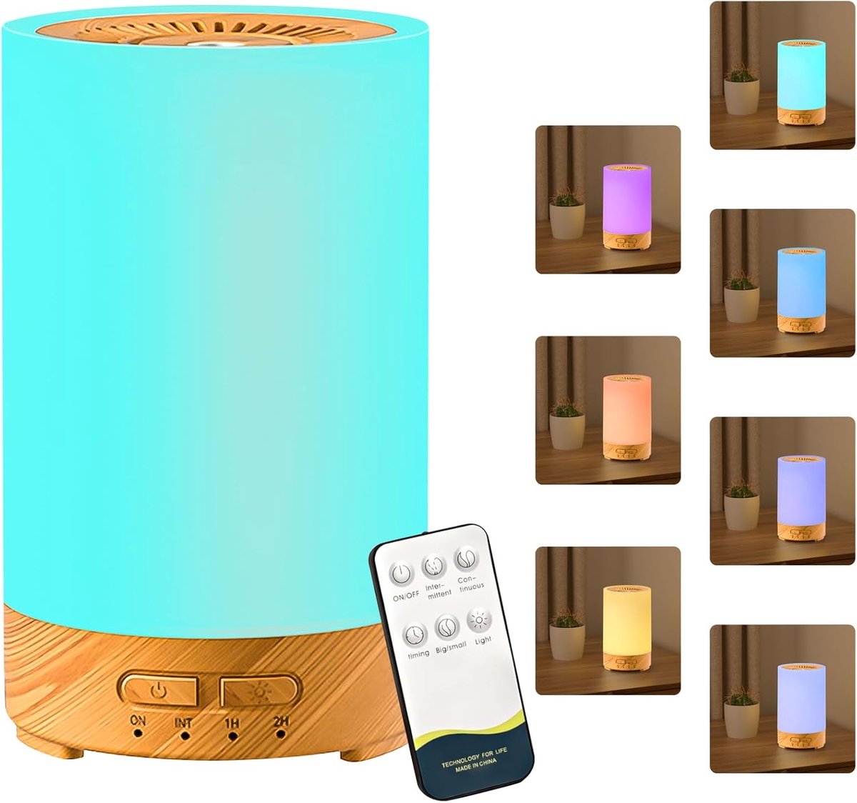 SnelShoppen - Aroma Diffuser 150 ml, Ultrasonic Luchtbevochtiger met 7 Kleuren LED, Aromatherapie Olie Diffuser voor Thuis, Kantoor, Yoga en Kleine Ru