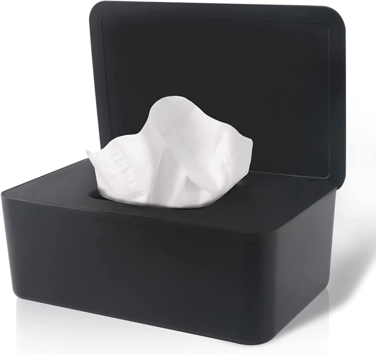 SnelShoppen - Vochtige Doekjes Dispenser, Zwarte Hoes voor Droog Nat Zijdepapier, Stofvrije Opbergdoos met Deksel, Antislip Voetjes, Voor Thuis en Kin