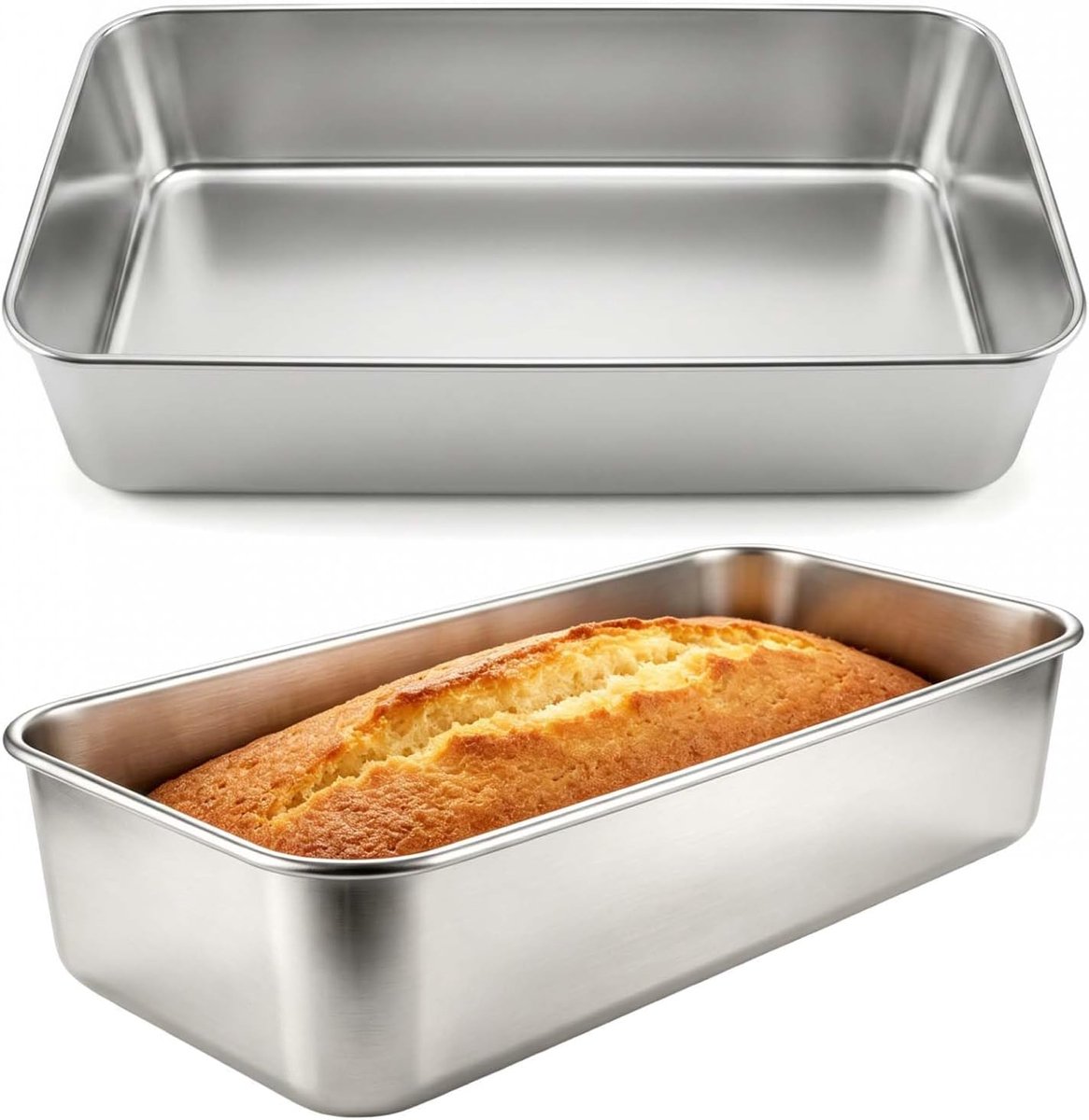 Broodbakvorm 33 × 15 × 6,7 cm - roestvrij staal - diep rechthoekig - ideaal voor dagelijks bakken - ShopVlot