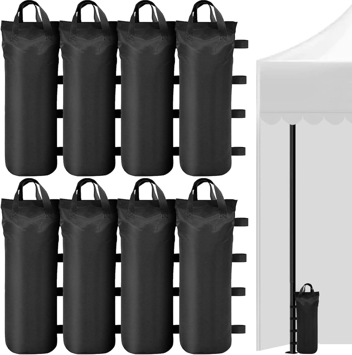 SnelShoppen - 8 stuks paviljoen gewichten zandzakken 50 x 20 cm | 800D Oxford-weefsel, met klittenbandsluiting, ideaal voor tenten, marktkramen, feest