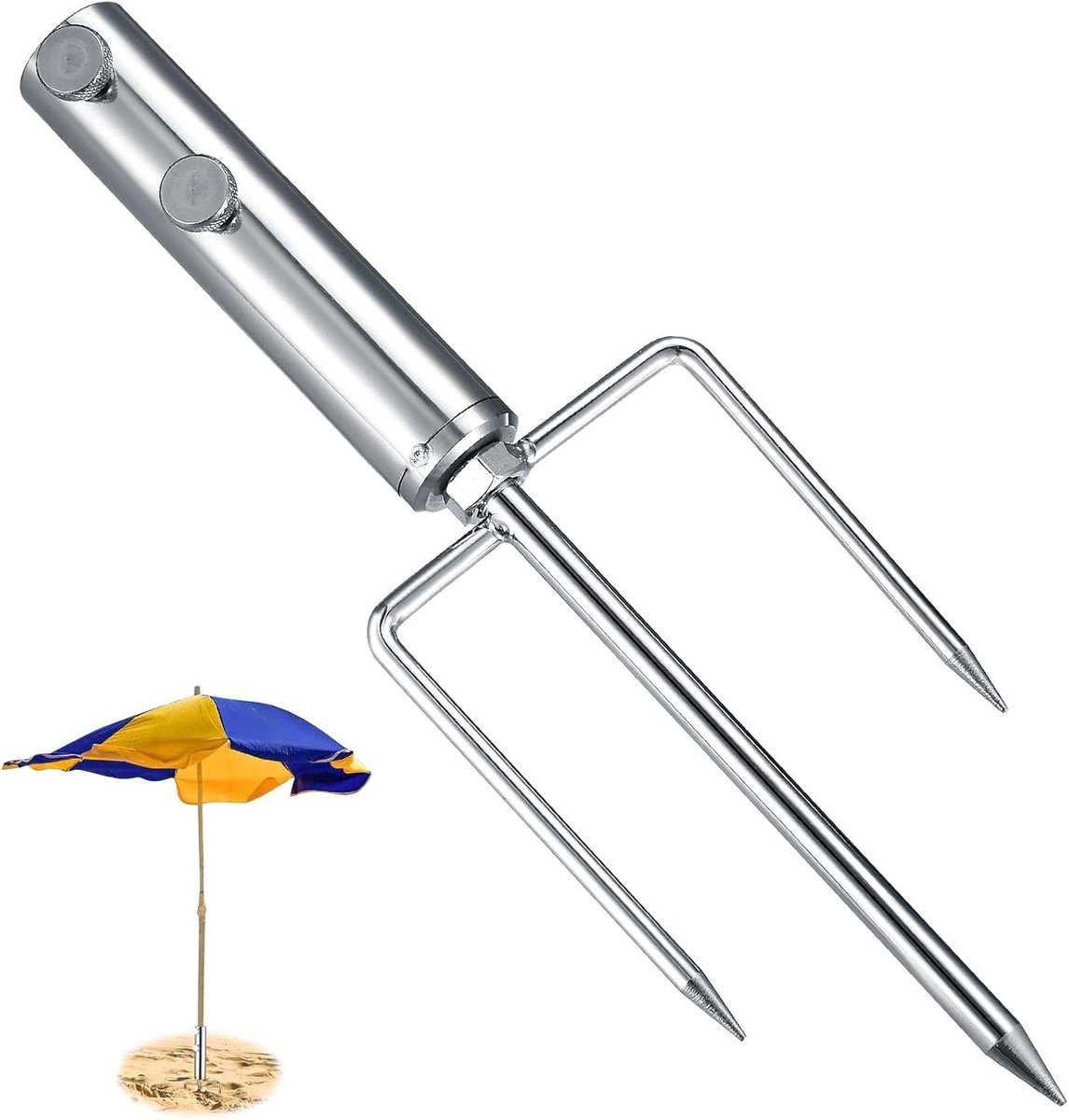 SnelShoppen - Grondspies voor Parasol - RVS Chroom Gazondoorn - Parasolhouder voor Tuin, Vloer, Camping - 36 cm Lang - Ideaal voor Buitengebruik