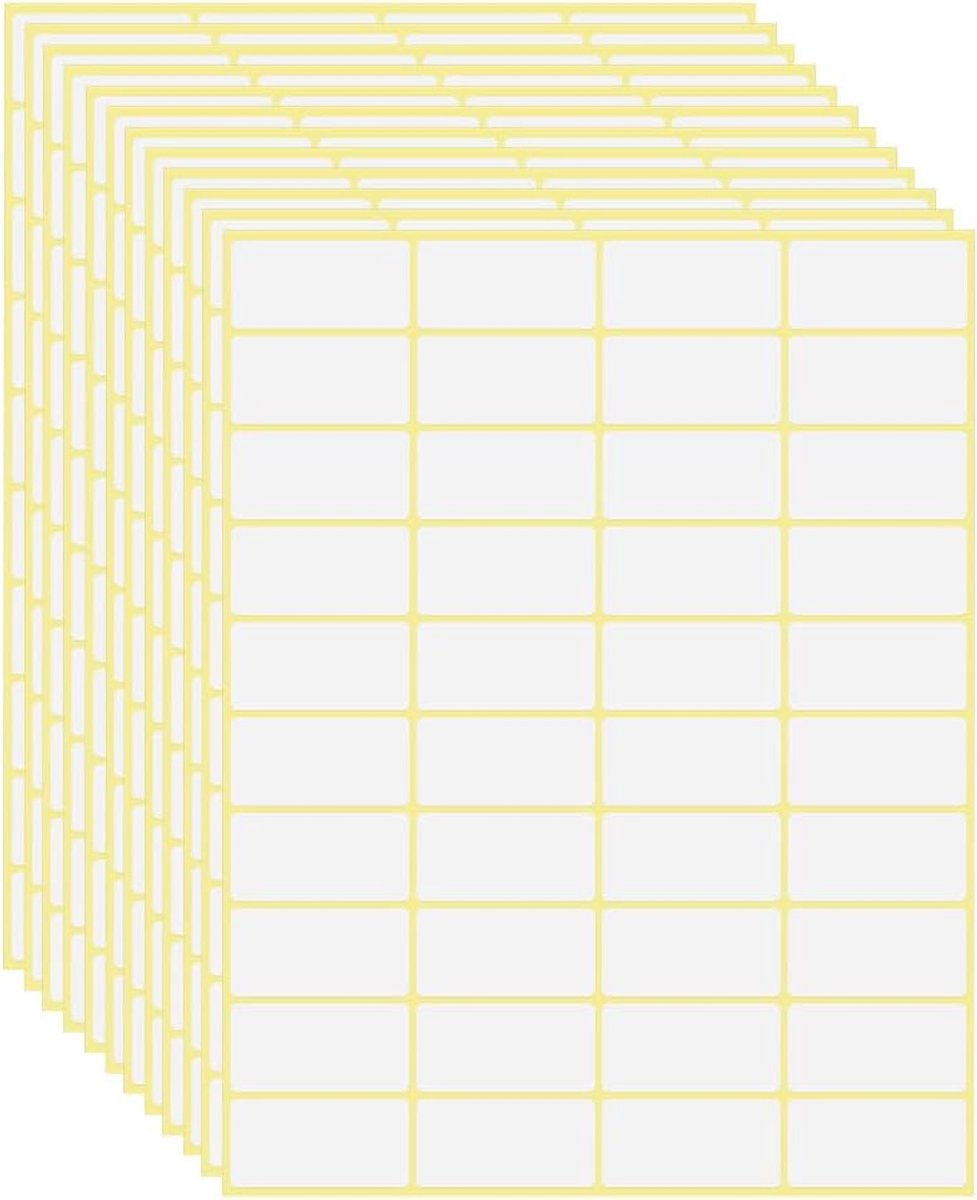 SnelShoppen - Zelfklevende Adreslabels 1200 Stuks 38x19mm Witte Labels voor Kantoor, Thuis, School en Vriezer - Verwijderbare Huishoudlabels
