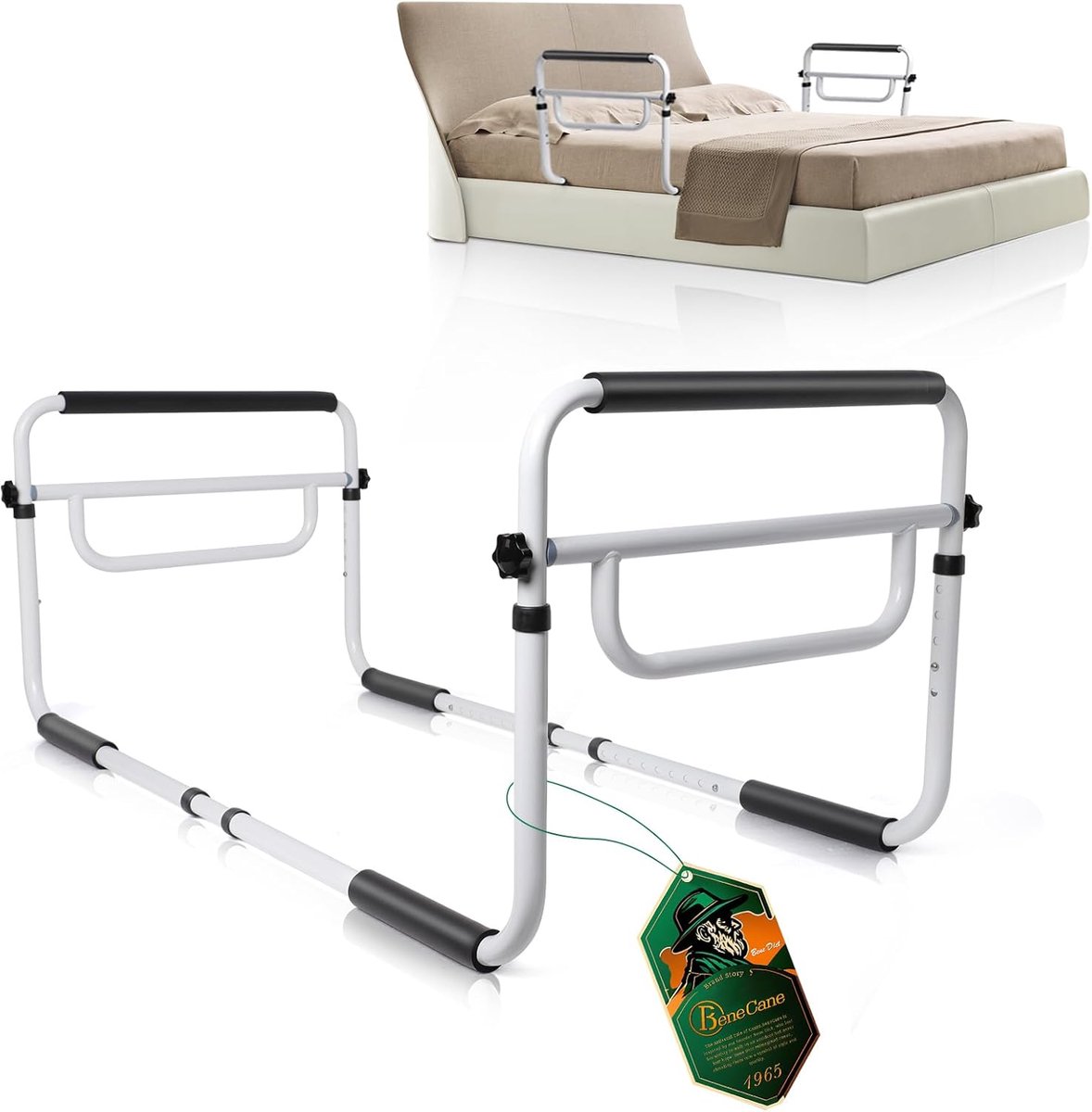 SnelShoppen - Verstelbare Bedhekje met U-beugel Design - Medische Veiligheidsbalk voor Standaard Bedden - Dubbele Bescherming tegen Vallen - Ideaal vo