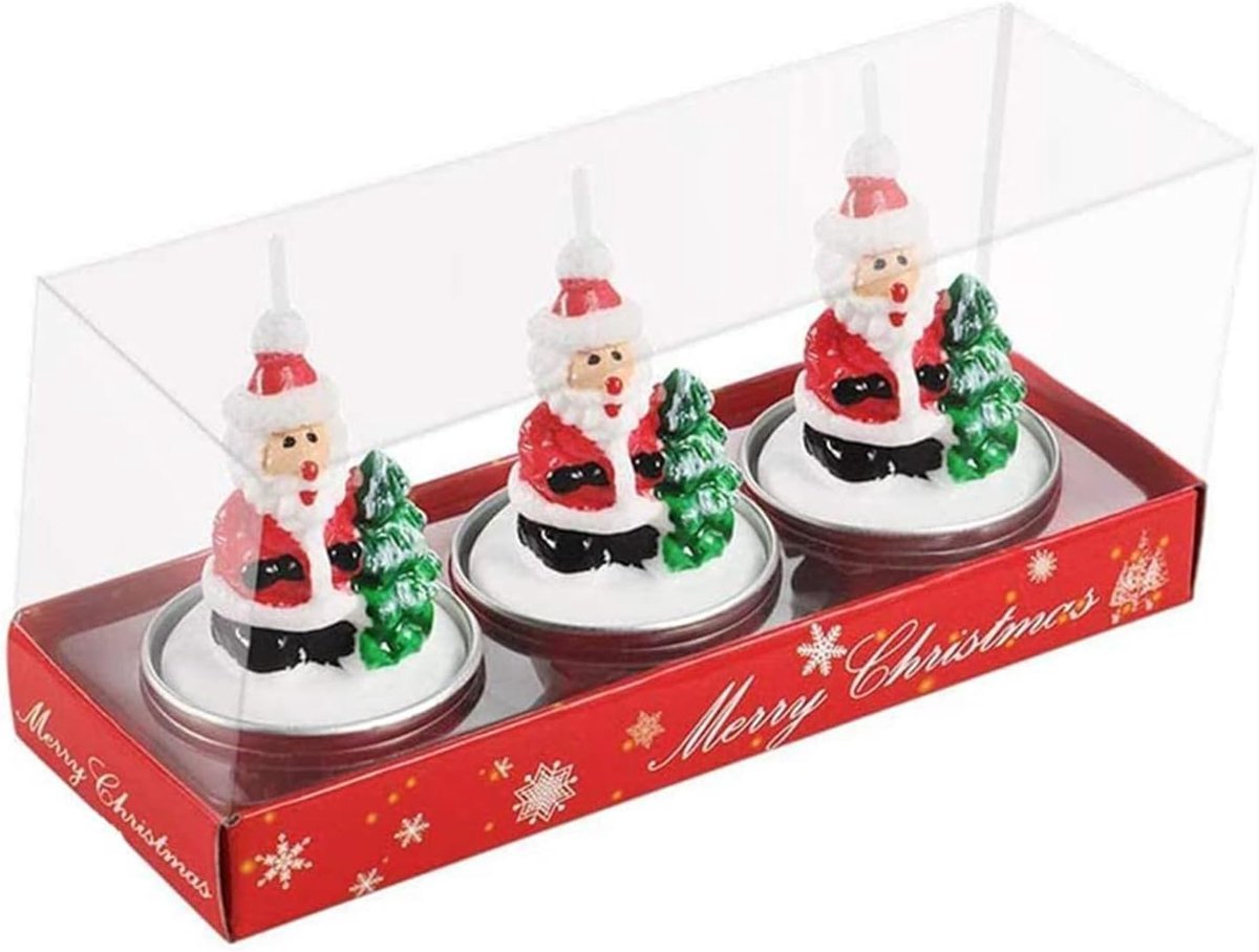 Set van 3 kerstkaarsen, decoratieve kaarsen voor kerstdecoraties (Kerstman kaarsen)