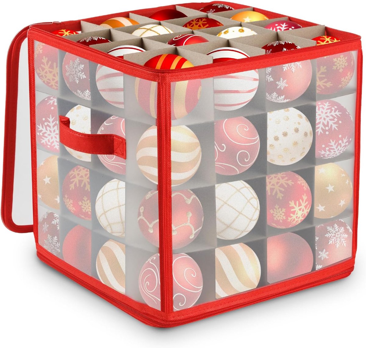 Opbergbox Voor 64 Kerstballen, Opbergbox Voor Kerstballens, Boom, Kerstversiering, Kerstdecoratie, Kerstdecoratie Opslagdoos Met 4 Lagen