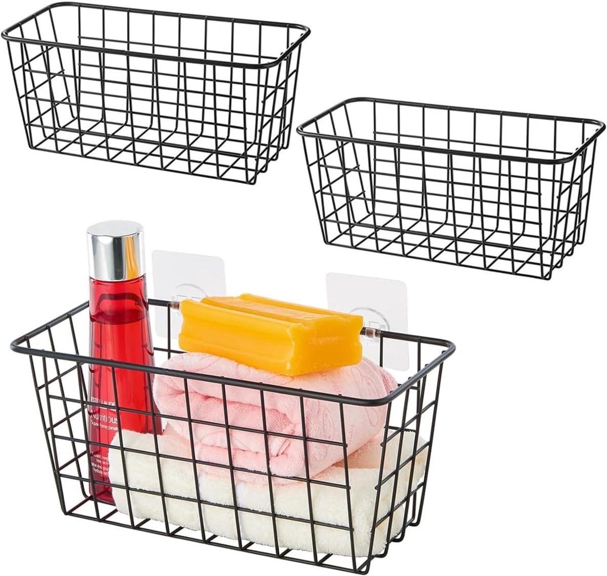 3 stuks keukenorganizer, geen gat nodig, keukenopslag en organisatie, kast-deurorganizer, badkamerorganizer, 28 x 12 x 12 cm (zwart)