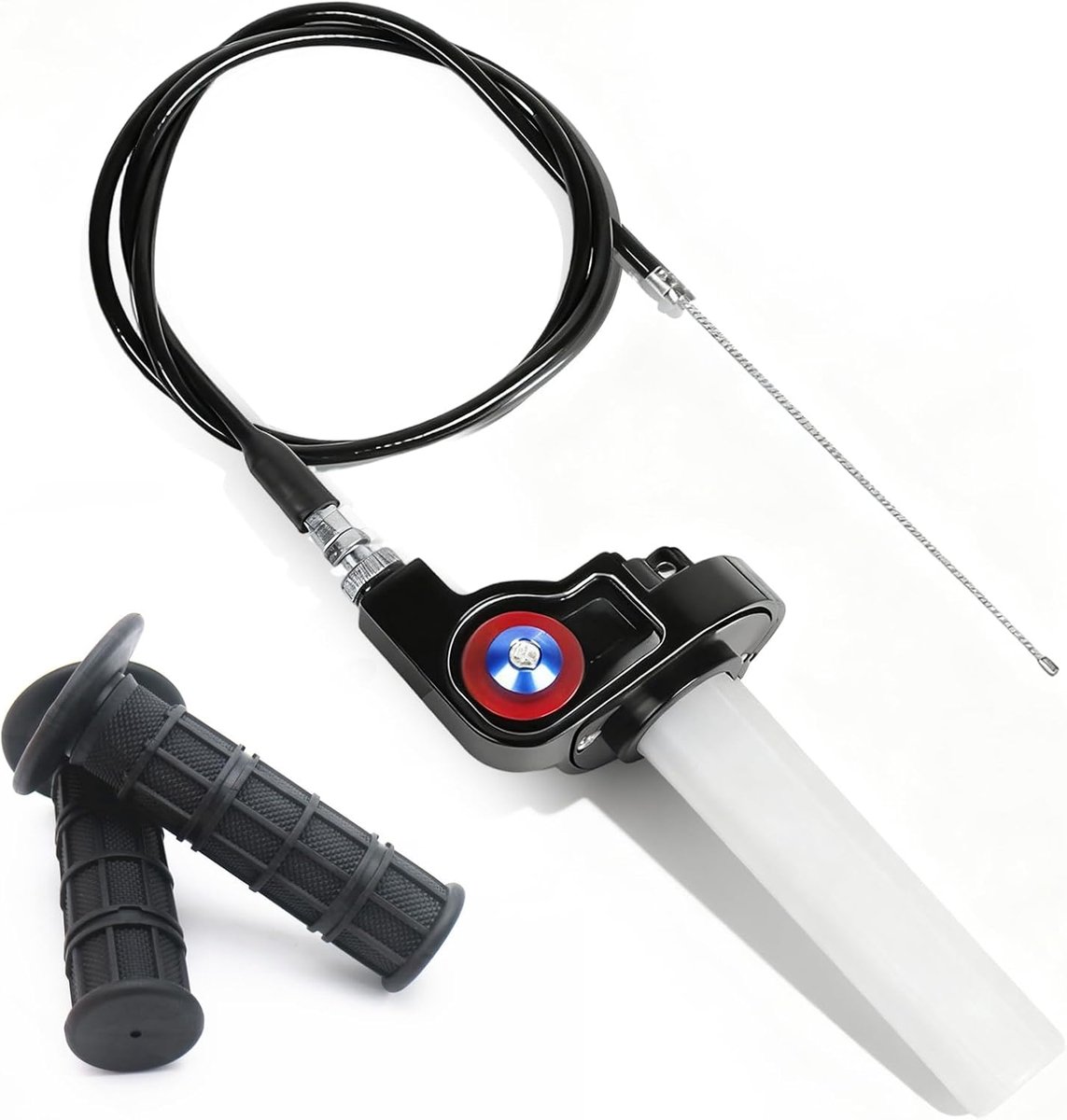 Snelgashendel met 1,2 m kabel, korte gashendel, 2 motorfiets-gasgrepen, 22 mm, Turn Twist gaskabel, gashendel voor 50cc - 150cc 200cc 250cc motorcross pitbike dirtbike