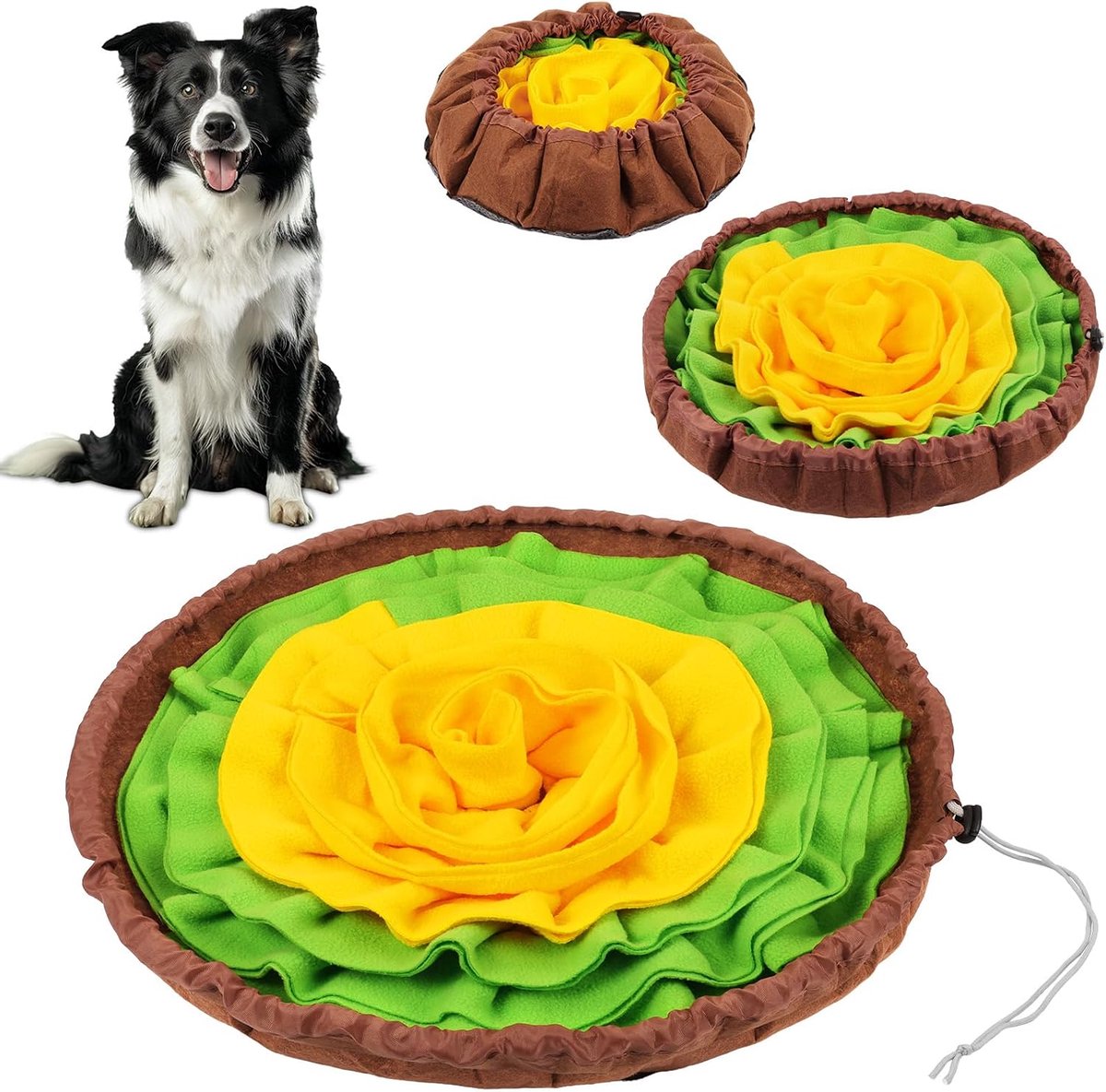Snuffelmat voor honden,voedermatten voor honden langzaam eten,stressverlichting, wasbaar interactief speelgoed voor grote honden en puppy's,Groen-geel