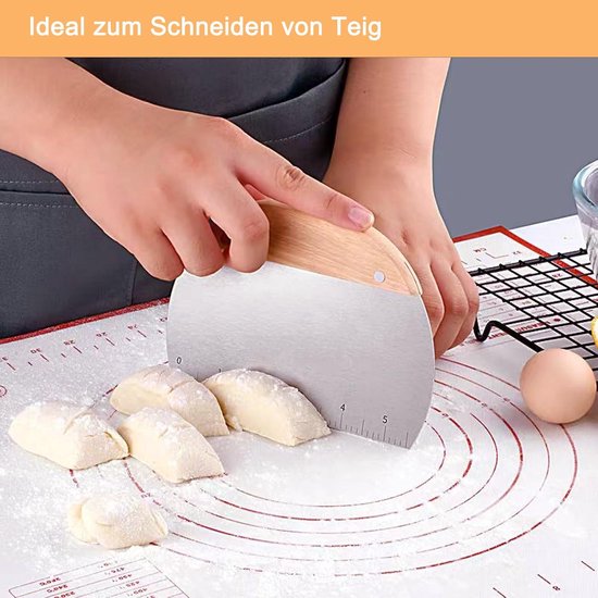 Roestvrij Staal Met Houten Handvat, Deegsnijder Roestvrij Staal, Scraper Keuken, Golfmes, Voor Cake, Pizza, Brood, Keukenbenodigdheden — afbeelding 3