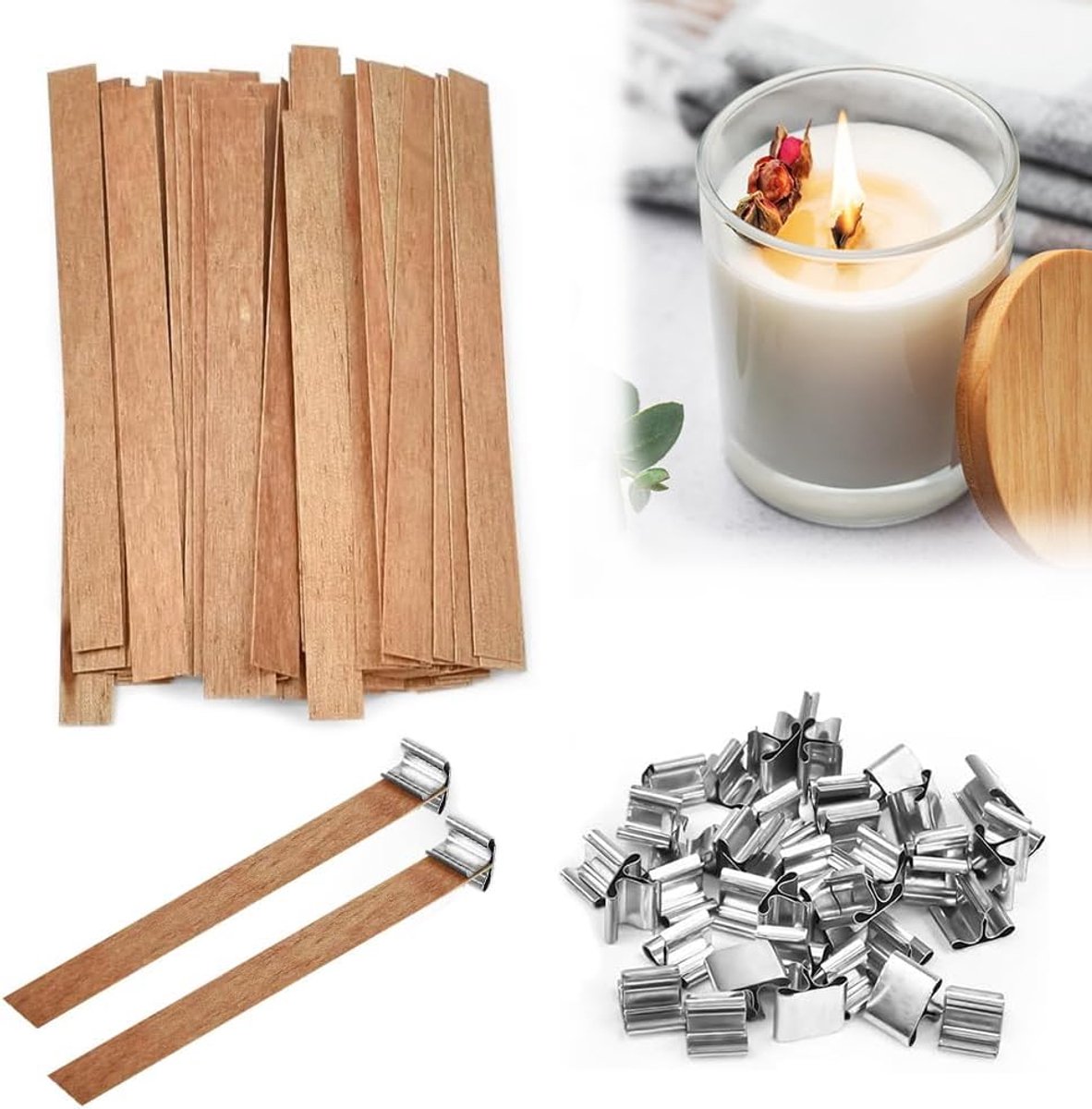 Houten kaars met 40 kaarshouders
