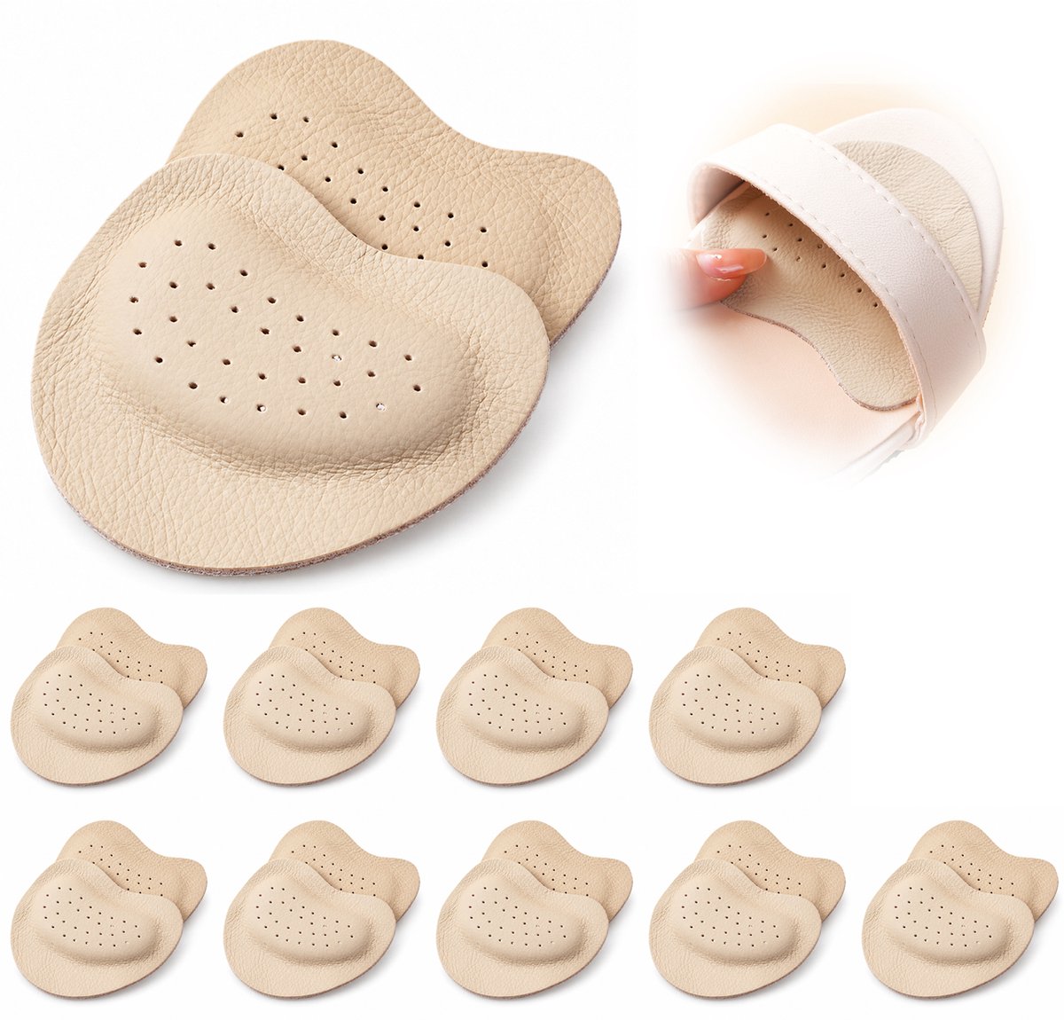 10 Paar Voorvoetkussentjes - Antislip Schoenpads Voor Hoge Hakken - Comfort Voetkussens