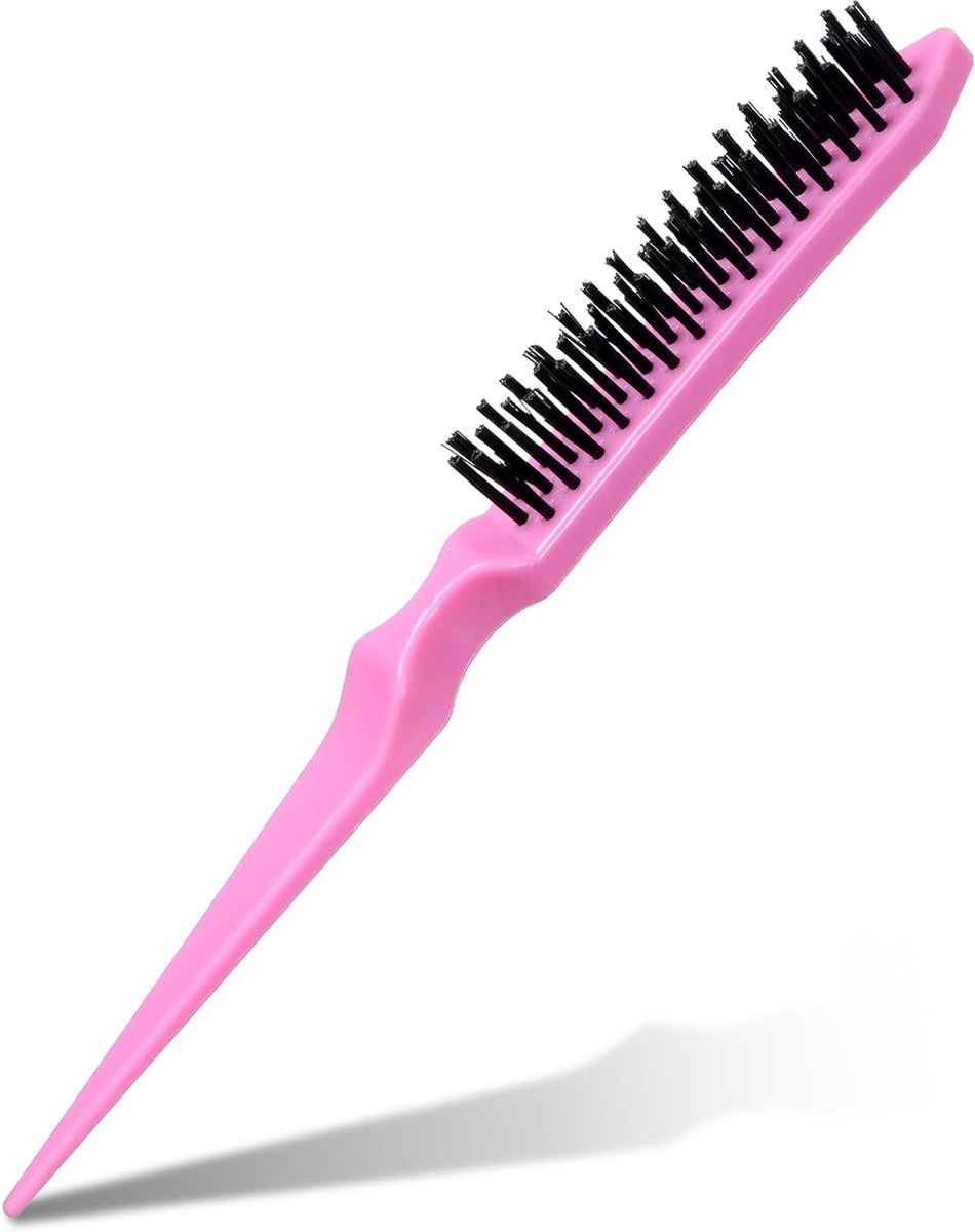 Haar borstel met zwijnenhaar voor vrouwen, roze plagen haarborstel nylon haren salon styling rand zwijnenhaar plagen borstels voor fijne gladde rugborstels voor randcontrole backcombing