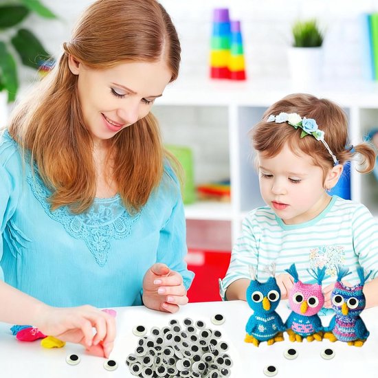 Ogen stickers 300 stuks wiebelogen speelgoed zelfklevende meubelogen kunststof stickers ogen lichtgevende stickers voor doe-het-zelf handwerk scrapbooking handwerk poppen accessoires — afbeelding 3