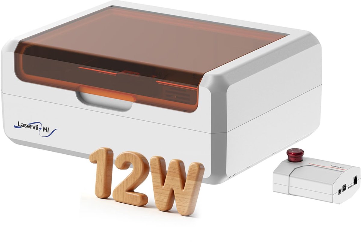 Lasergraveermachine Gesloten Behuizing - 12 W Vermogen - 30 x 20 cm Graveeroppervlak - CoreXY Systeem - Wifi Verbinding