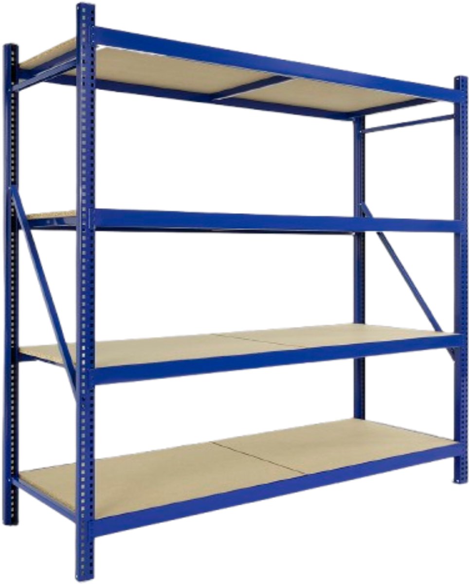 Avasco Industrial Pro Basis - Opbergrek spaanplaat - 200x192x60 cm - 4 niveaus - 500 kg per niveau - Rek voor zware lasten - Stellingkast