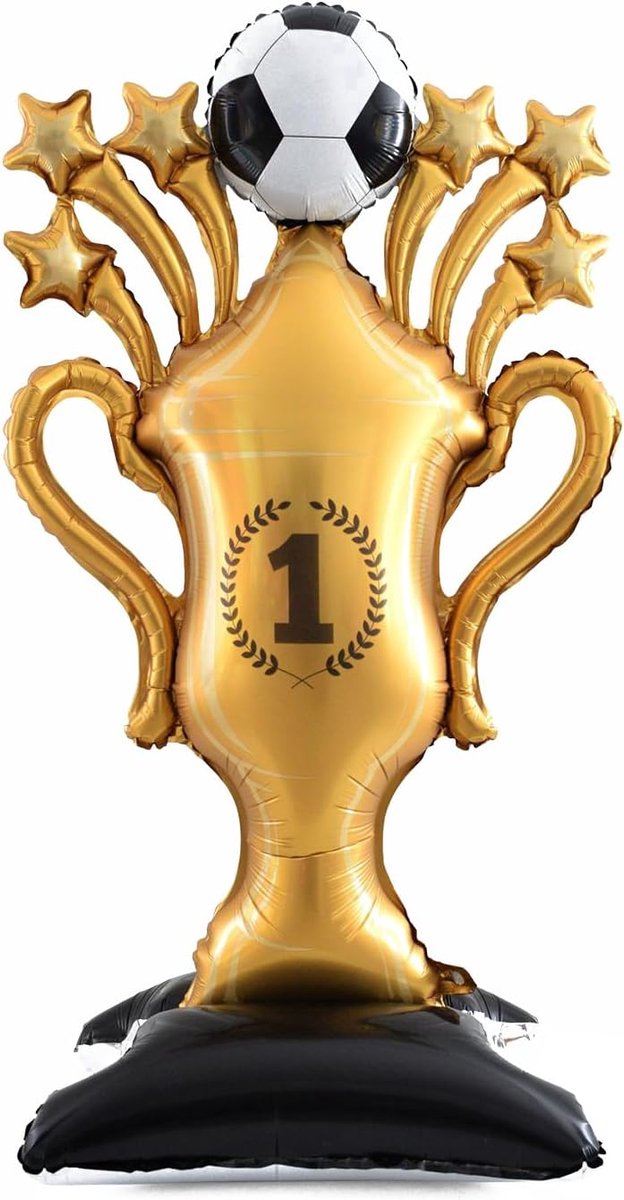 Grote trofeeballon XXL 152 x 81 cm - aluminiumfolie - vrolijke vorm - perfect voor voetbalverjaardagen - ShopVlot