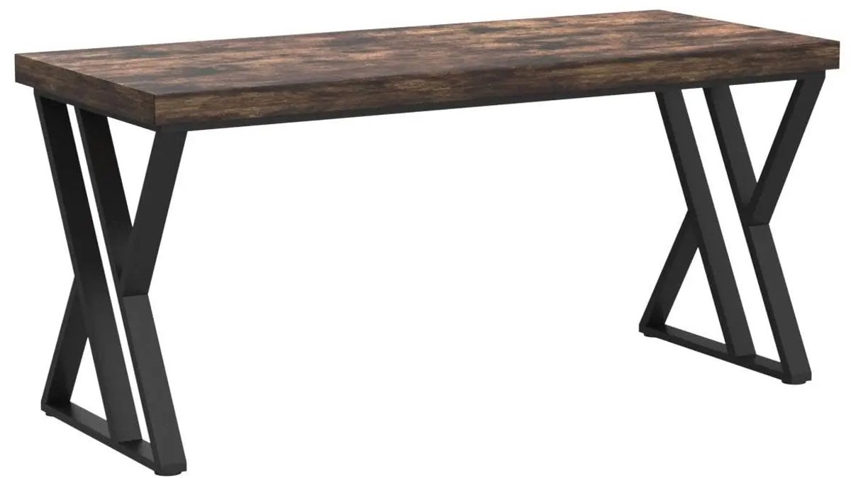 Nyoz computerbureau - Bureau - Bureautafel - 140 x 60 cm - Z-vormig onderstel - Metaal & hout - 150 kg draagvermogen - Industrieel