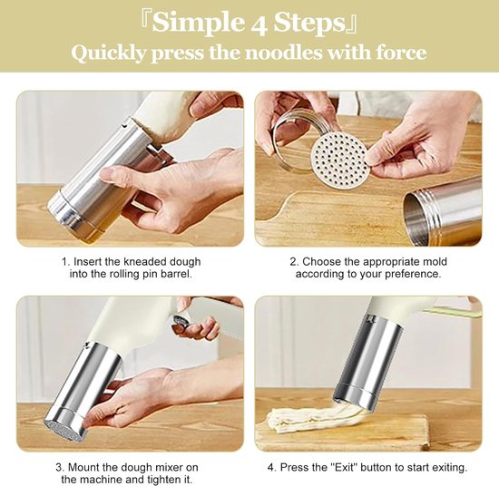 Pasta machine elektrisch 50ml - Handheld en draadloos - 5 drukmallen - Snel zelfgemaakte pasta - ShopVlot — afbeelding 2