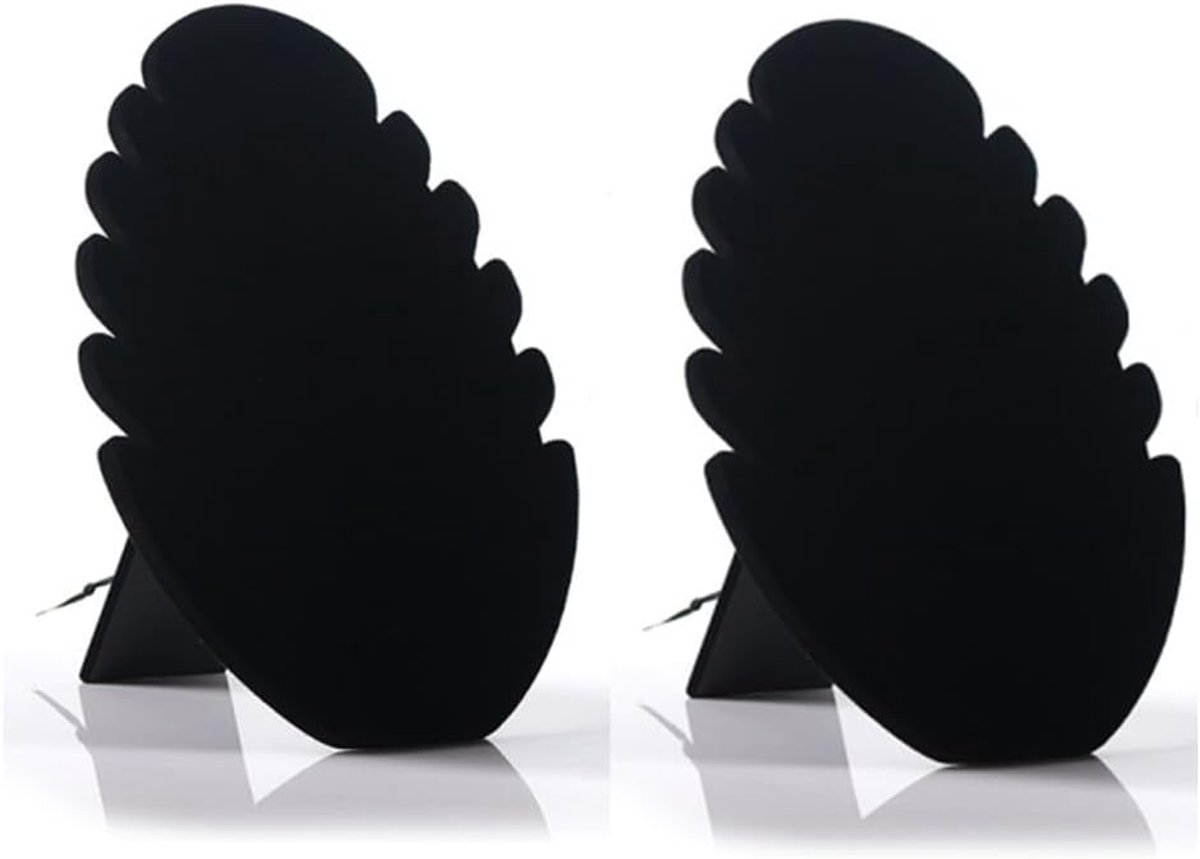 Acrylic Velvet Jewellery Display for Necklaces, Jewellery Box, 2 Pieces, Black - ShopVlot