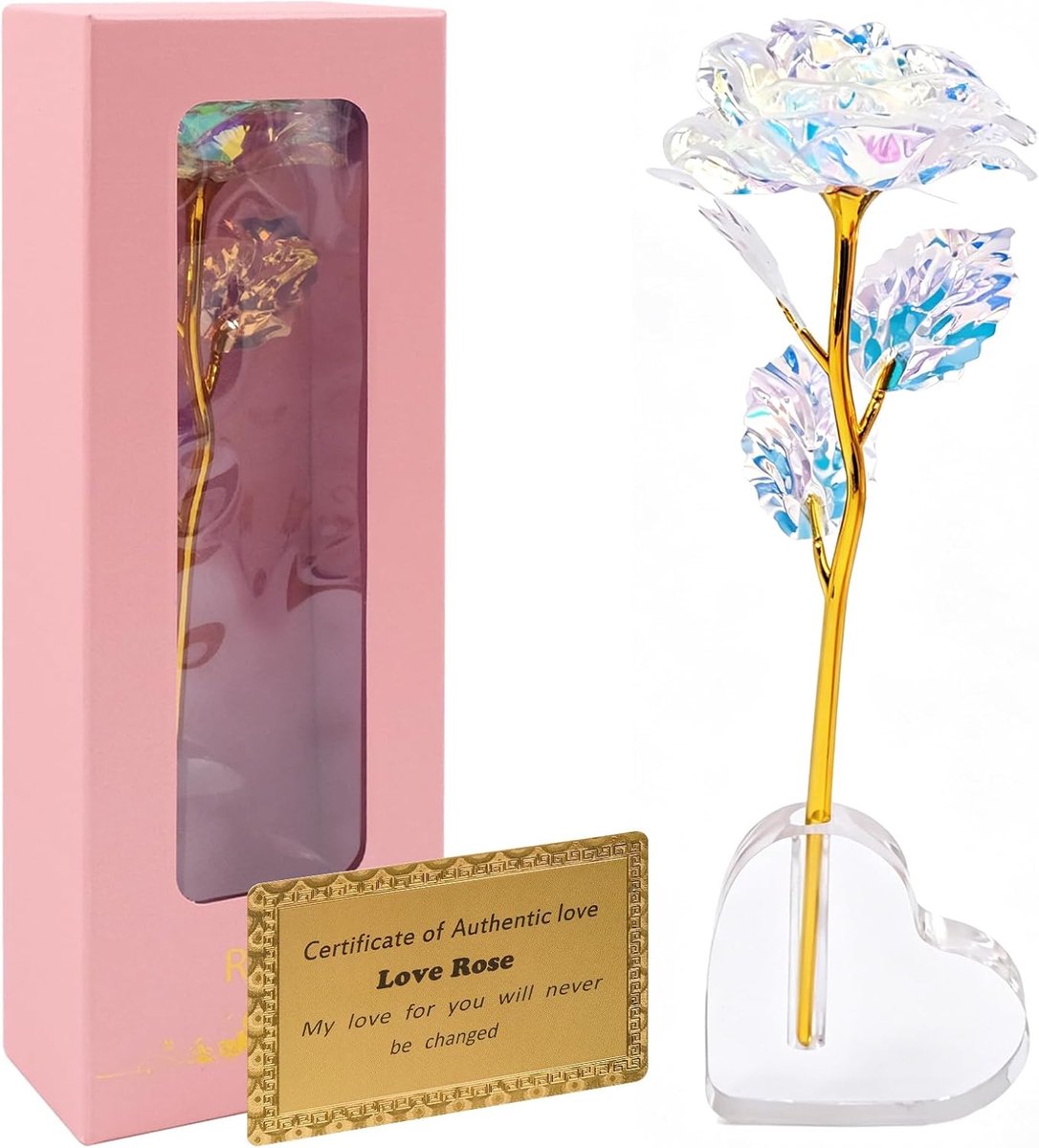 Eeuwige roos, geschenken, kunstrozen met hartstandaard, cadeau voor mama, vriendin, meisjes, jubileum, Moederdag - ShopVlot