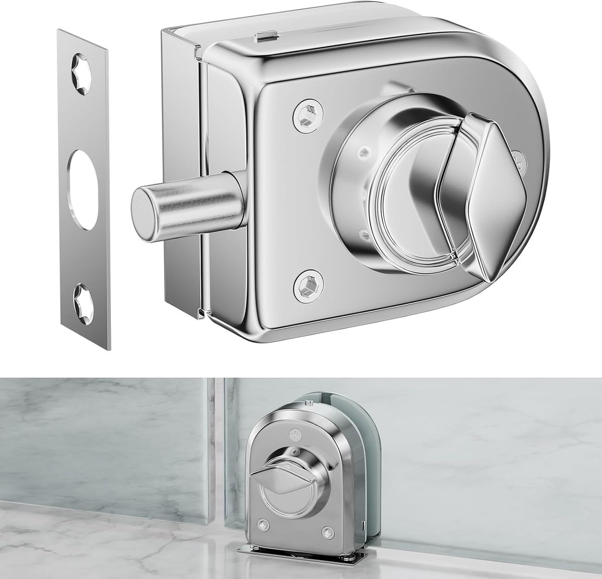 Ranbo 304 Stainless Steel Commercial Home 10mm-12mm Glass Door Anti-Theft Security Lock, Double Swing Hinged Frameless - ShopVlot