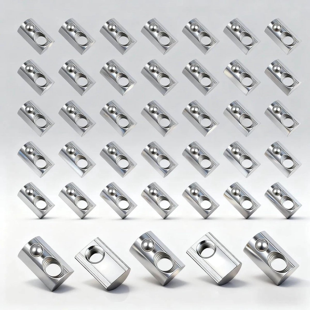 40pcs M8 Spring Ball Groove Bricks, Carbon Steel Slide Nuts for Aluminium Profiles, Ideal for Aluminium Profile Frames - ShopVlot
