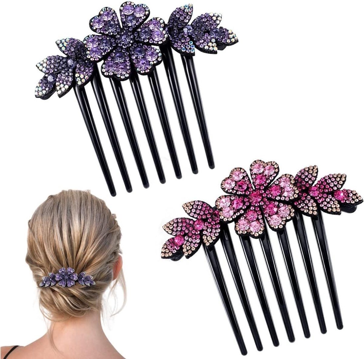 Haarkam met Rhinestones - Vintage Haaraccessoires voor Dames - Perfect voor Krullend Haar - ShopVlot