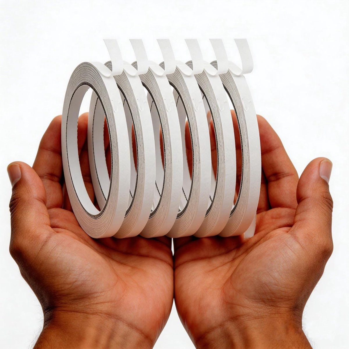 SnelShoppen - Double Sided Adhesive Tape 6 Rollen 6 mm, Dun Dubbelzijdig Plakband voor Stof, Creatief, Handwerken, Knutselen, 120 m, Multifunctioneel