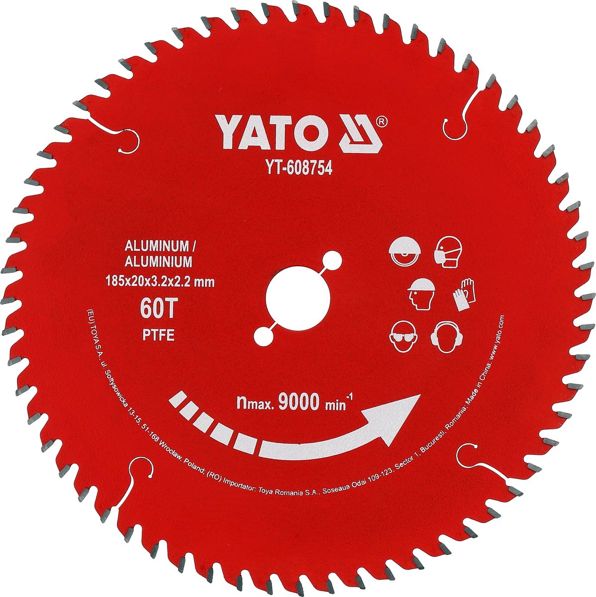 YATO TCT Cirkelzaagblad voor Aluminium - Ø 185 x 20 mm - 60T - PTFE Coated - Voor Aluminium & Non-Ferro