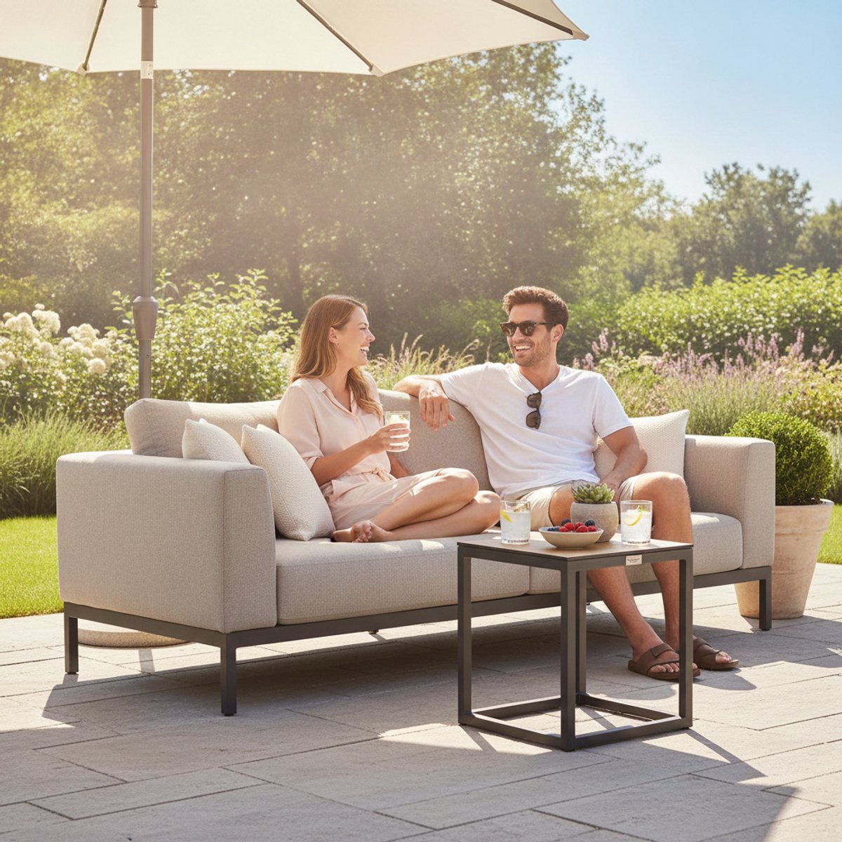 Tierra Outdoor Rio Table d'appoint S 40x40 Haut 45cm Bergamo aspect bois