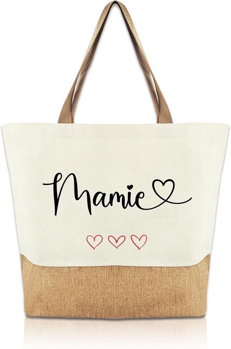 Cadeau mama tas cabas van jute canvas met hartbericht - ShopVlot