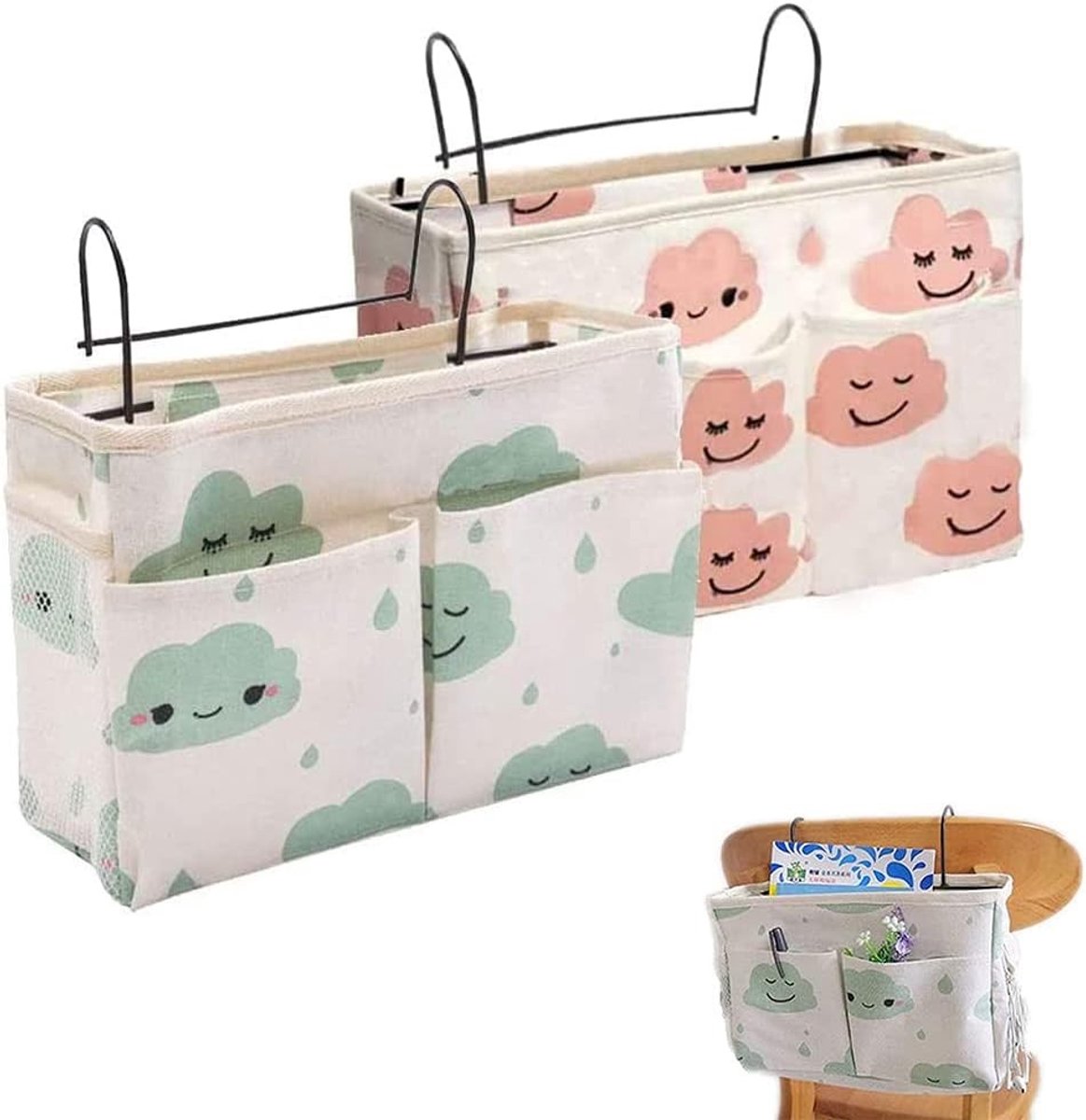 Hanging Bag Bed Organizers - 2 Stuks voor Efficiënte Opberging, Ruimtebesparend en Georganiseerd Slapen