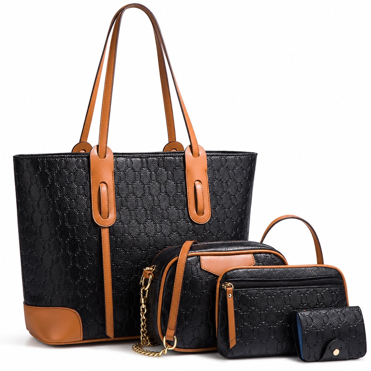Damentas Shopper – Groot – Schultertasche und Umhängetasche – 4-teiliges Set