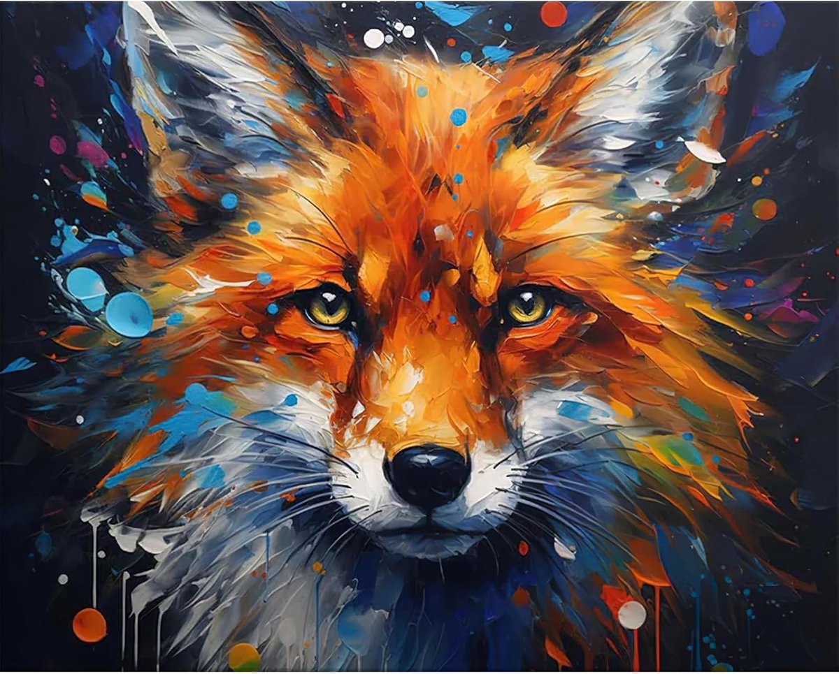 SnelShoppen - Fox Paint by Numbers Kits voor Volwassenen op Canvas 40x50cm - DIY Dierenschilderen met Acrylverf en Penselen - Perfect voor Creatieve V
