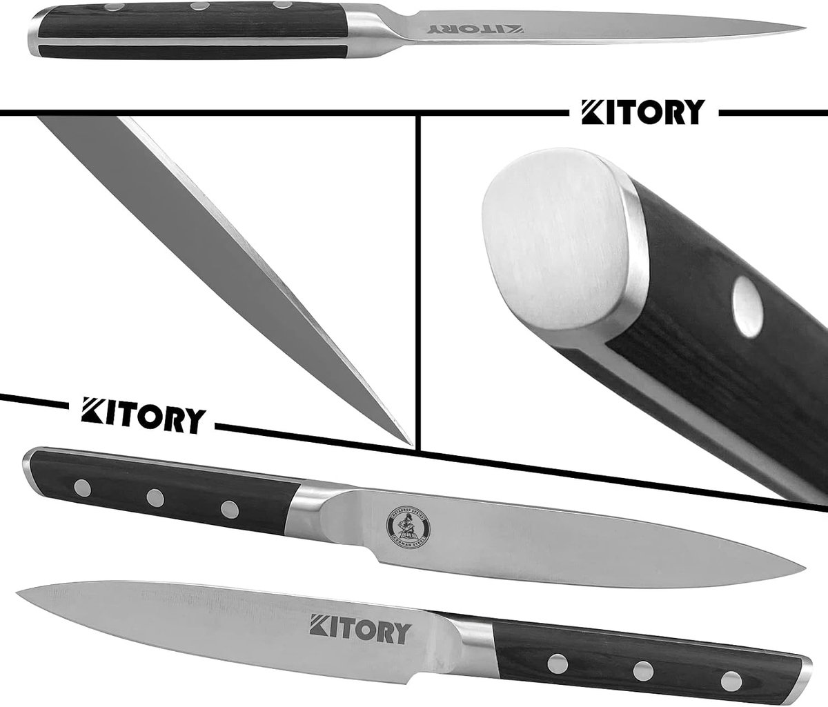 Keukenmes 5 inch - Duits hoogkoolstof roestvast staal - Pakkahout handvat - Perfect voor fruit en groenten - ShopVlot