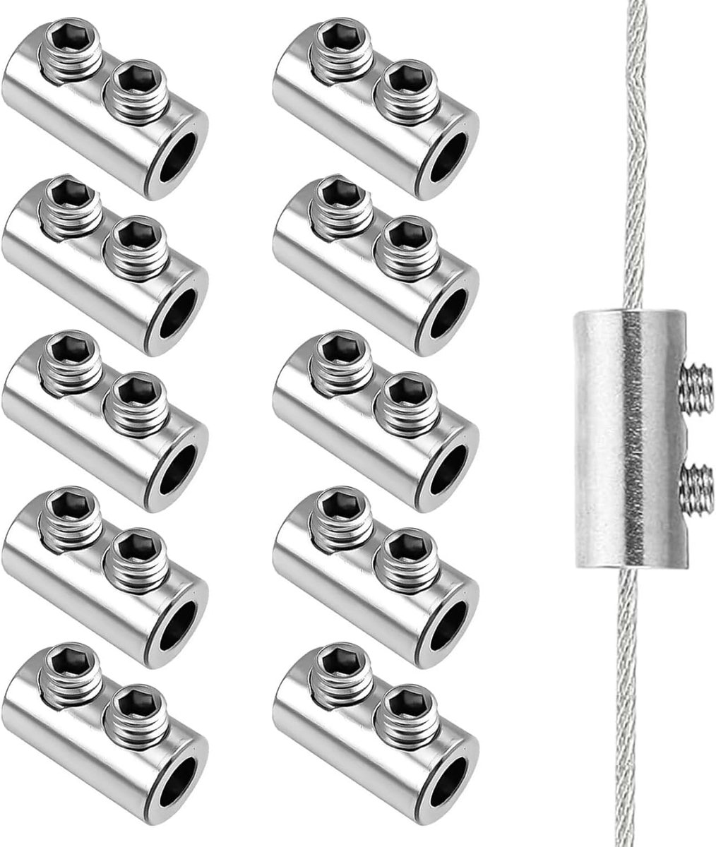 Stainless steel kabelclips 10 stuks - dubbelgat klem - hoge sterkte - ideaal voor kabels en waslijnen - ShopVlot
