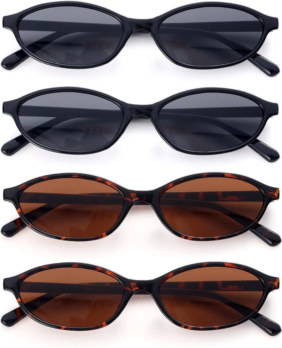 Party Sunglasses Set of 4 Rectangular Vintage Sunglasses, Trendy Glasses, Carnival for Women, Plastic, Aesthetic Party - ShopVlot